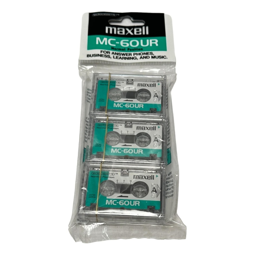 Maxell Microcassette MC-60UR Blank Media Sealed 3 Pack Sealed Micro Cassettes CC
